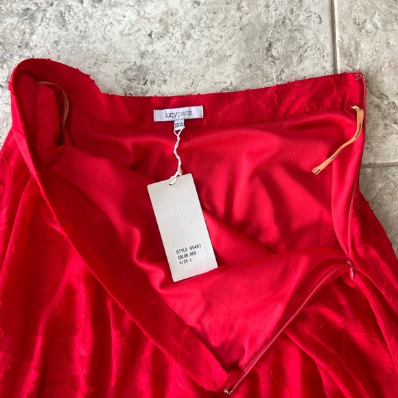 NWT Lucy Paris Red Lace Sheer Two Layer Maxi Skirt, size L - Picture 5 of 8